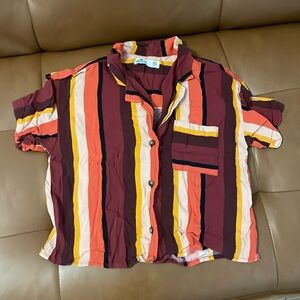 Hollister Cropped Striped Button Down